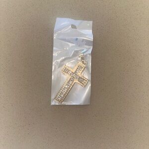 Gold Cross Pendant with Rhinestones